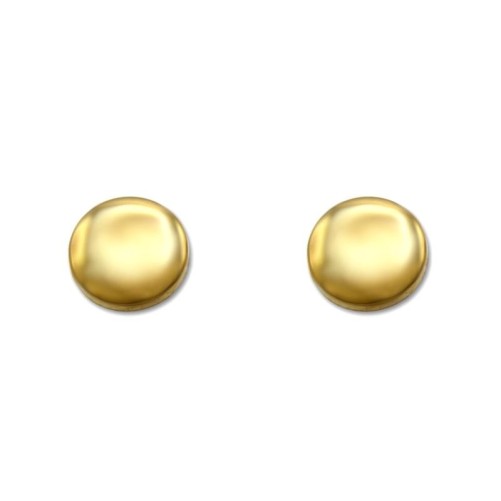 Pendiente de oro de botón liso en brillo