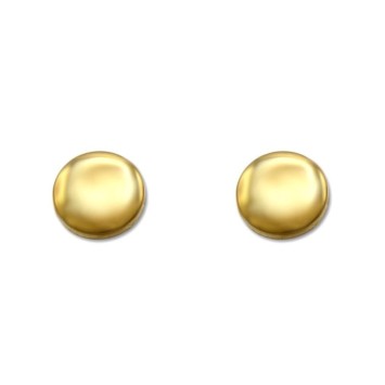 Pendiente de oro de botón liso en brillo