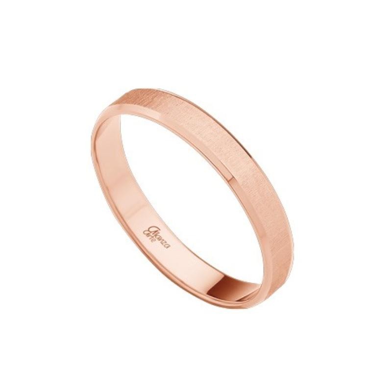 Alianza de oro rosa 9K plana con filos y acabado en mate 3mm Alianza de oro rosa 9K plana con filos y acabado en mate 3mm