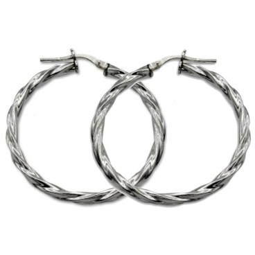 Pendiente de plata aro redondo trenzado 45mm