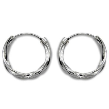 Pendiente de plata aro redondo trenzado 20mm