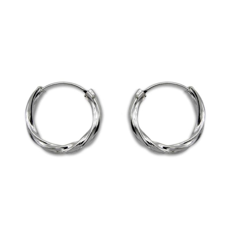 Pendiente de plata aro redondo trenzado 14mm Pendiente de plata aro redondo trenzado 14mm