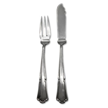 Cubiertos pescado en plata de ley diseño barroco