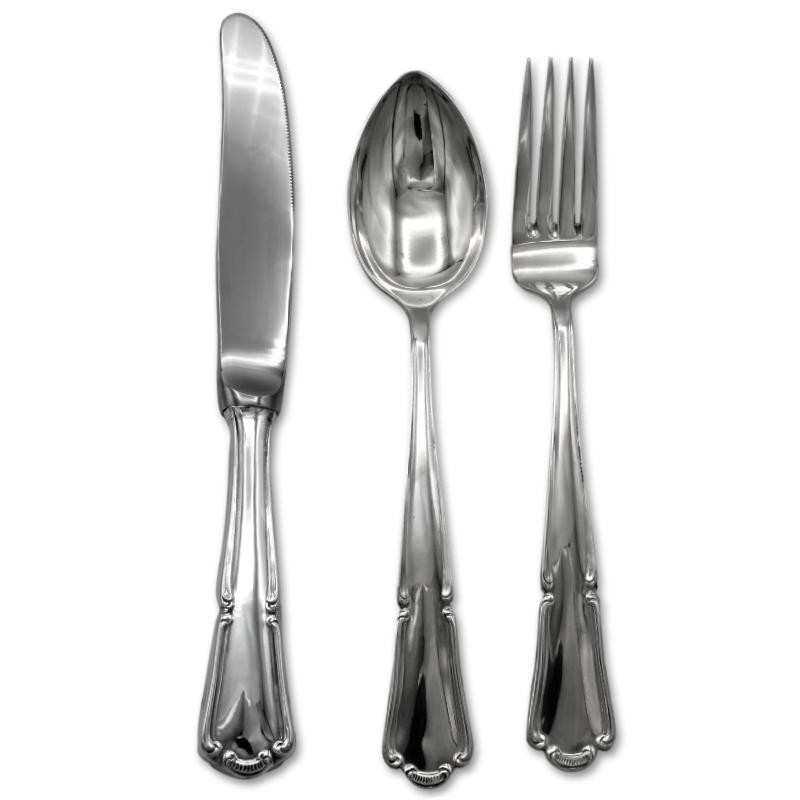 Cubiertos cadete en plata de ley diseño barroco