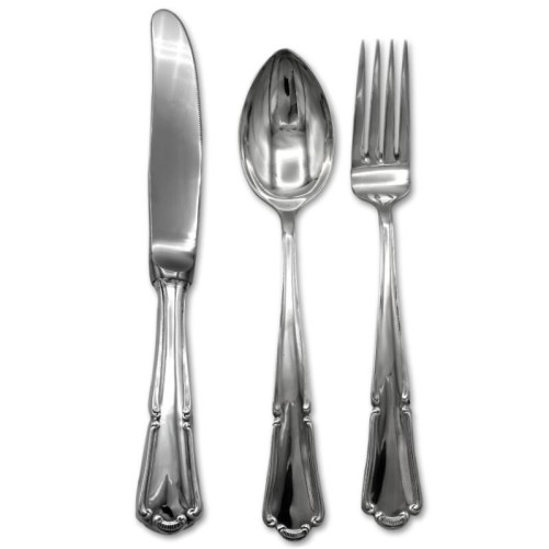 Cubiertos cadete en plata de ley diseño barroco