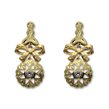 Pendiente oro largo cordobes con lazo