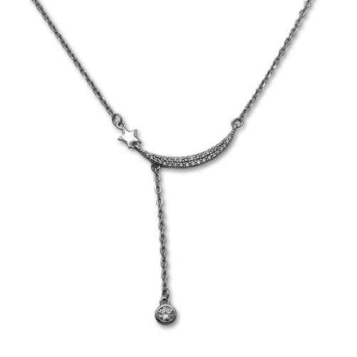 Gargantilla en plata de una luna con estrella