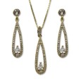 Conjunto de plata bañada en oro lagrimas con circonitas