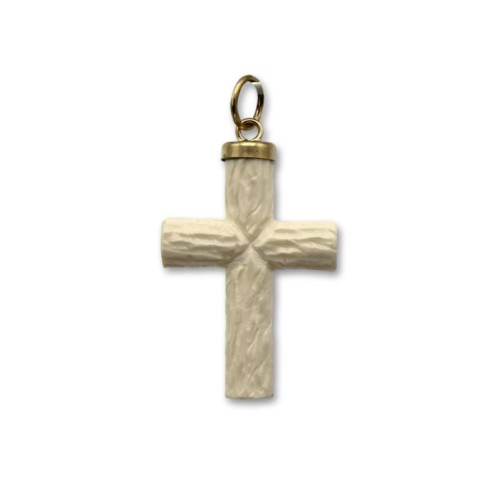 Cruz color marfil con asa de oro 1ªLey