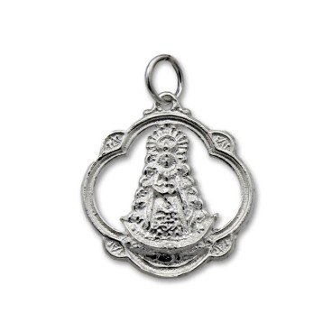 Medalla en plata de la virgen del Rocio con cerco 24mm
