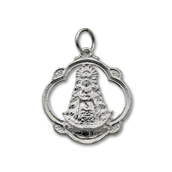 Medalla en plata de la virgen del Rocio con cerco 24mm