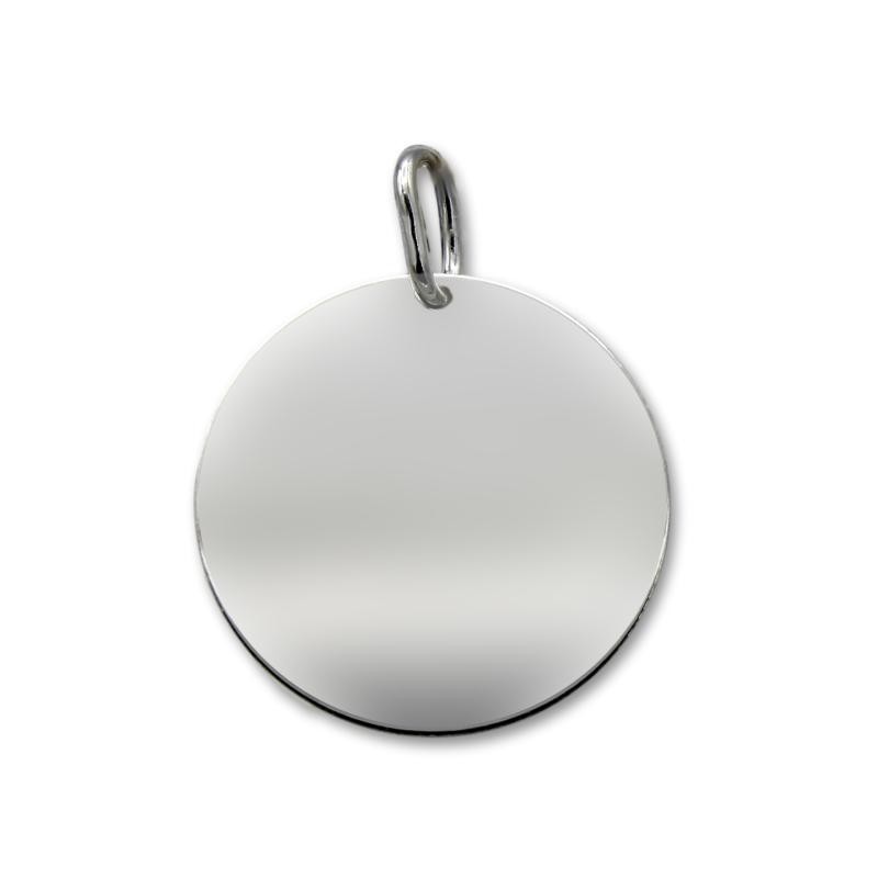 Colgante de plata de chapa redonda lisa 25mm
