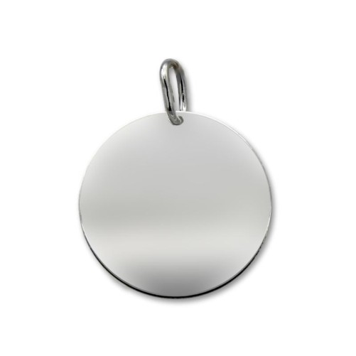 Colgante de plata de chapa redonda lisa 25mm