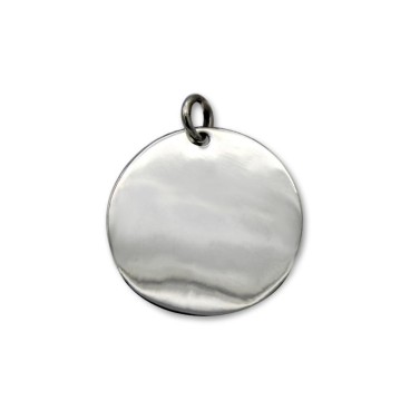 Colgante de plata de chapa redonda lisa 22mm