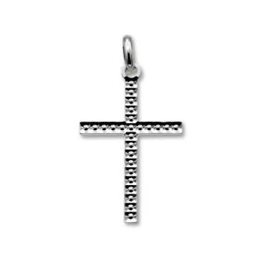 Cruz de plata plana diamantada 18x28