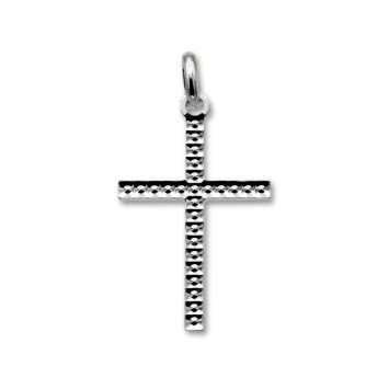 Cruz de plata plana diamantada 18x28