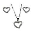 Conjunto corazones en plata y circonitas