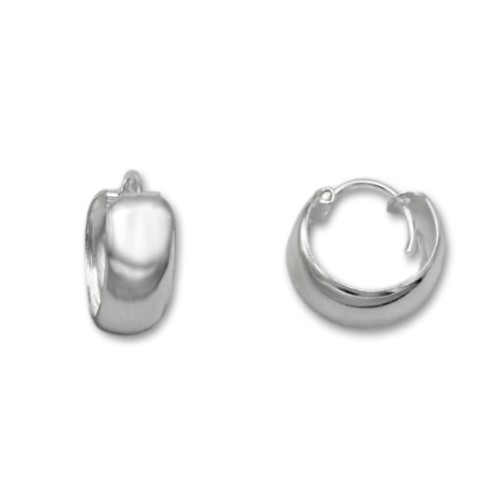 Pendiente de plata aro ancho 5mm y diametro 12mm