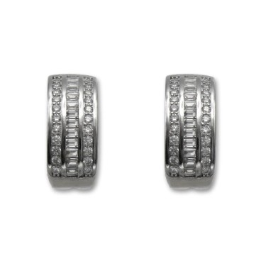 Pendiente de plata con circonitas en baguet y pavé