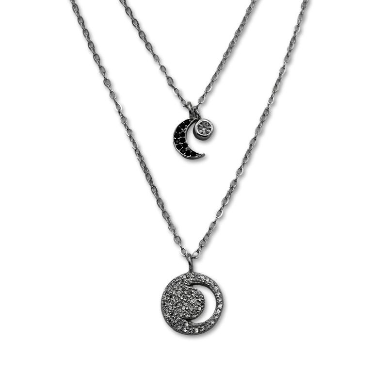 Gargantilla de plata de ley con lunas engastadas con circonitas Gargantilla de plata de ley con lunas engastadas con circonitas