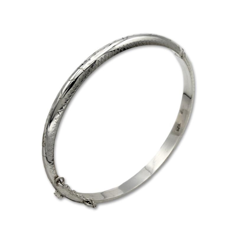 Pulsera de plata media caña con cierre redonda