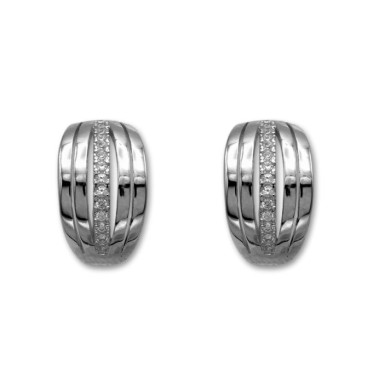 Pendiente de plata con circonitas una linea y cierre omega