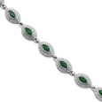 Pulsera de plata con forma de marquesa y piedra central verde y circonitas