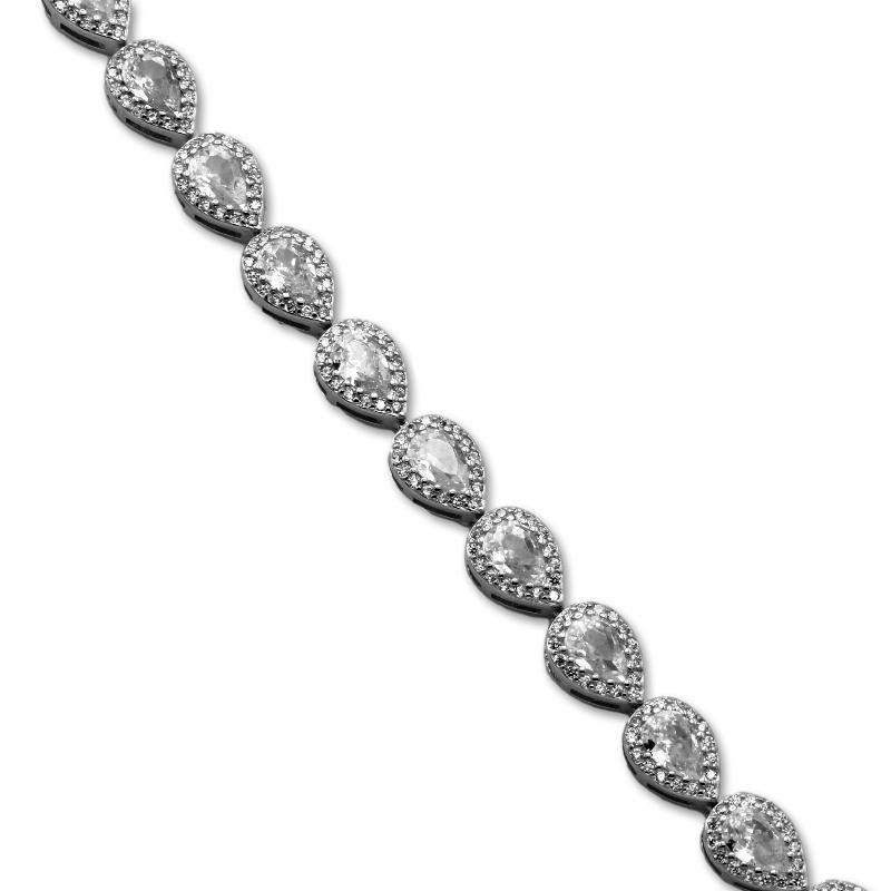 Pulsera de plata con forma de lagrima y circonitas