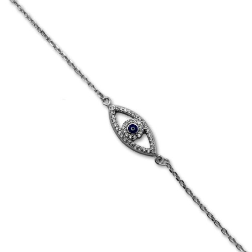 Pulsera de plata con ojo turco circonitas