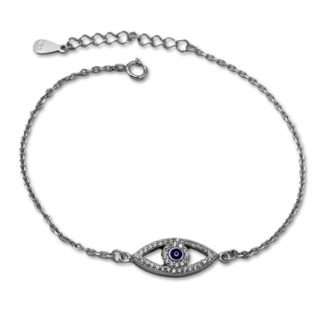 Pulsera de plata con ojo turco circonitas