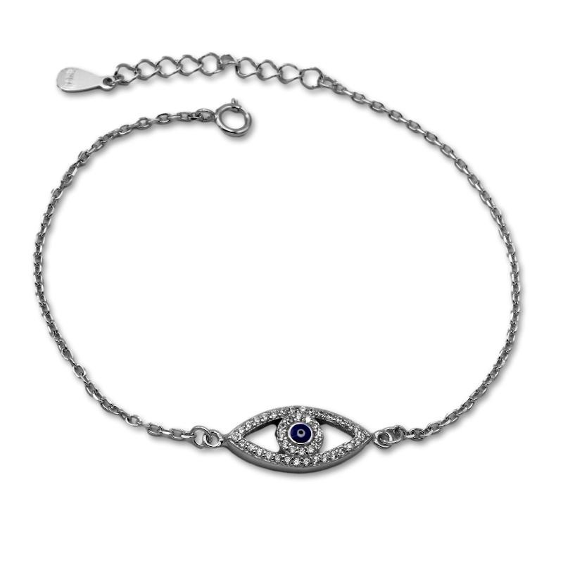 Pulsera de plata con ojo turco circonitas