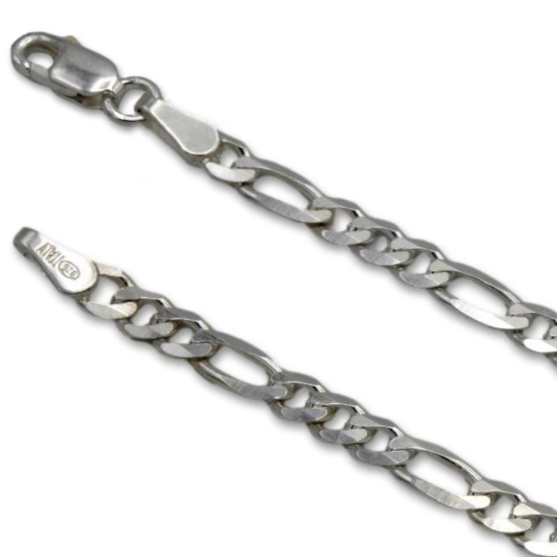 Cadena de plata barbada plana intercalada 3x1 de 5mm Cadena de plata barbada plana intercalada 3x1 de 5mm