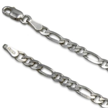 Cadena de plata barbada plana intercalada 3x1 de 5mm