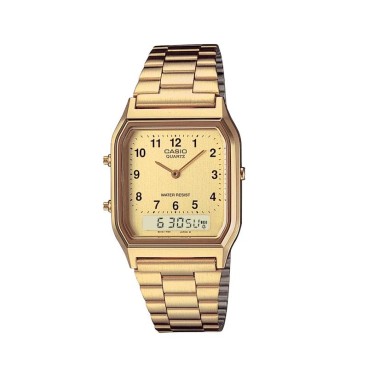 Reloj vintage analógico y digital dorado Casio unisex champán