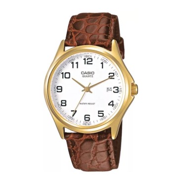 Reloj de hombre con esfera redonda chapada en oro