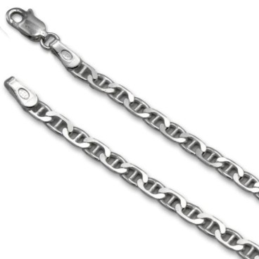 Cadena de plata de ley marina martillada 4mm