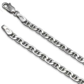 Cadena de plata de ley marina martillada 4mm