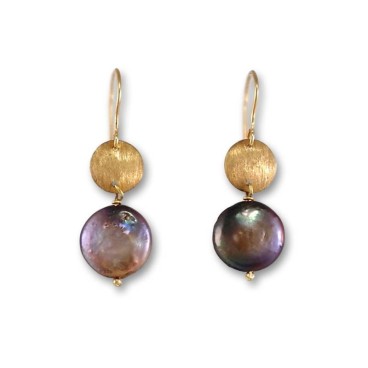 Pendiente largo con perla y círculo