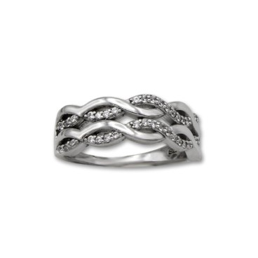 Anillo de plata con circonitas formando ondas