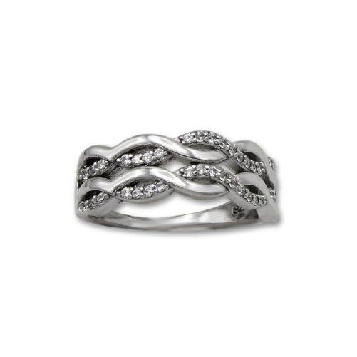 Anillo de plata con circonitas formando ondas