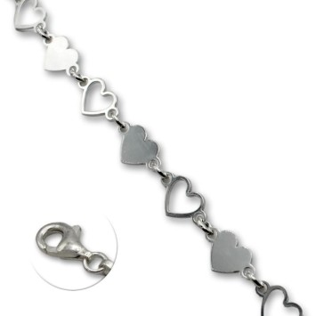 Pulsera de plata con corazones calados