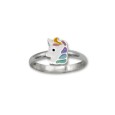 Anillo de plata unicornio con esmalte arcoiris