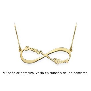 Colgante en plata de ley infinito chapado en oro con nombres o palabra