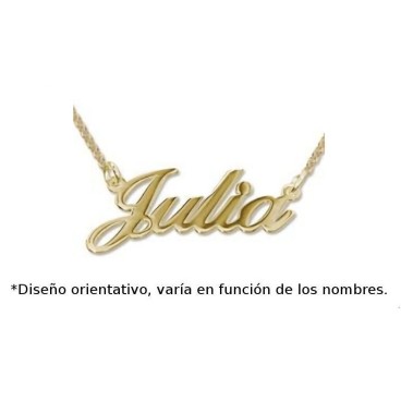 Gargantilla en plata de ley chapada en oro diseño sencillo de nombre