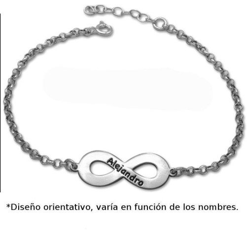 Pulsera en plata de ley infinito personalizado con nombres o palabras