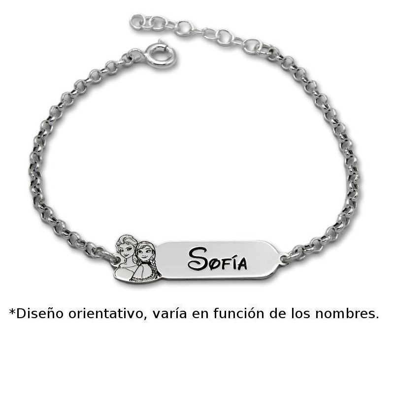 Pulsera de plata infantil dibujos con nombre