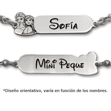 Pulsera en plata de ley diseño infantil con dibujo y nombre