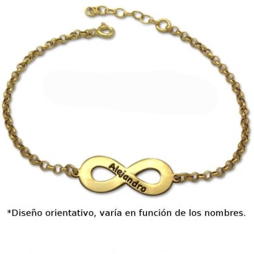 Pulsera en plata de ley chapada en oro infinito personalizado nombres