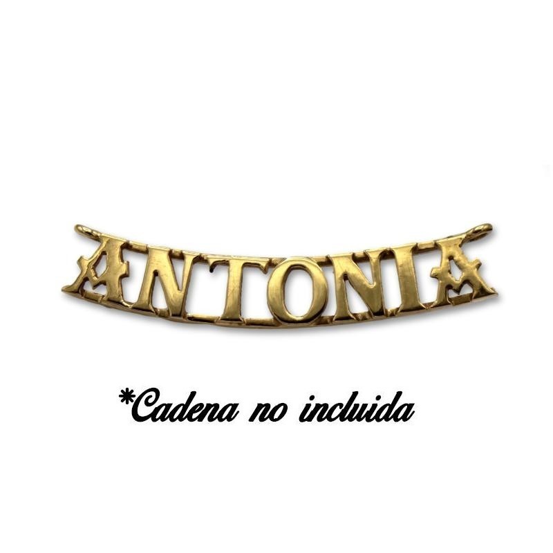 Letrero de oro para cadena fija con nombre Antonia