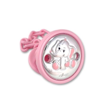 Set de pinza y guarda chupete de plata laminada